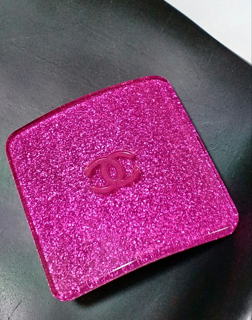 シャネル　CHANEL　バレッタ(ココマーク/メタリックピンク/スクエア/ラメ)