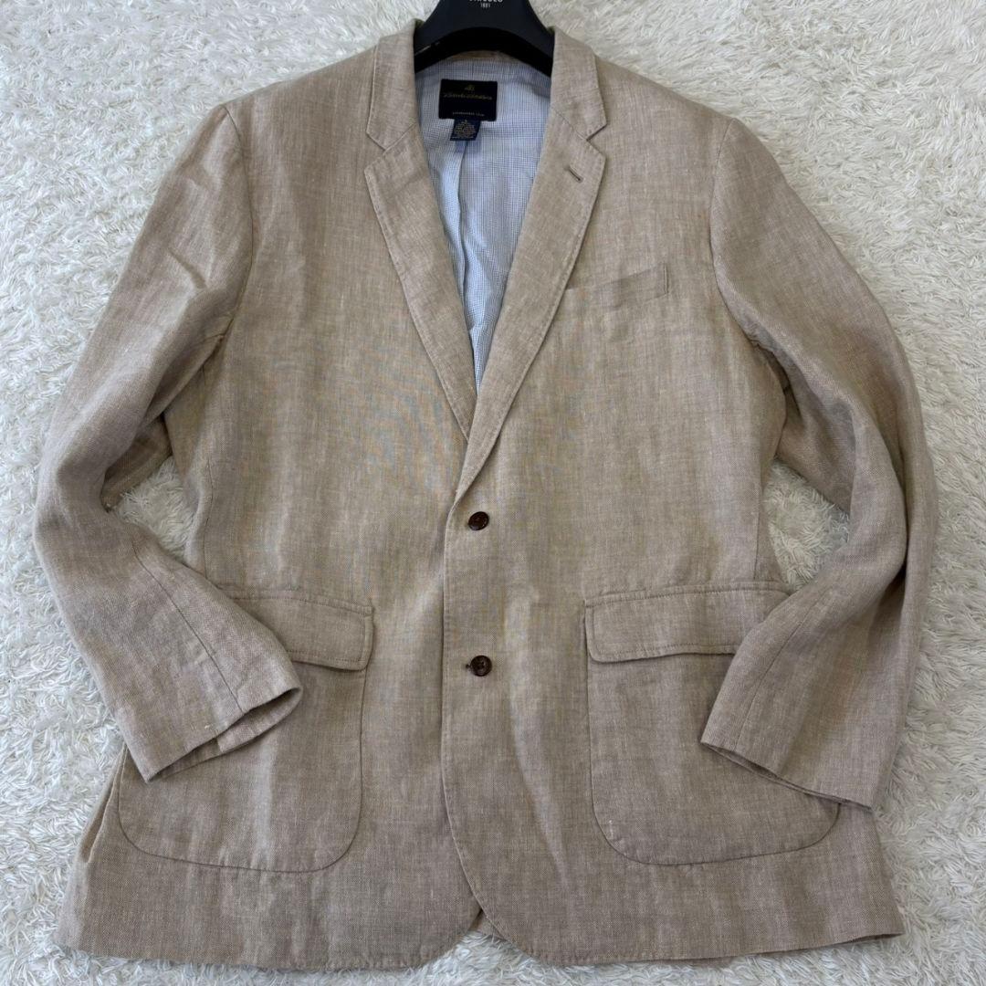 ブルックスブラザーズ テーラードジャケット リネン アンコン ベージュ L