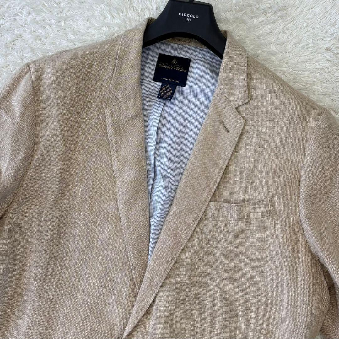ブルックスブラザーズ テーラードジャケット リネン アンコン ベージュ L