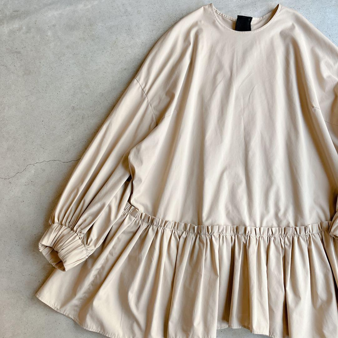 美品✦ฺランバンオンブルー　ストレッチブロードギャザーチュニック　裾フリル