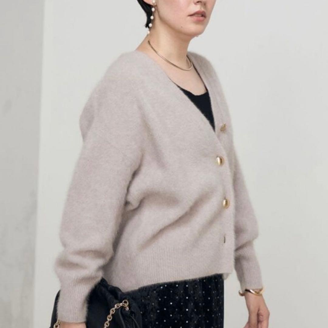 美品　nolleys sophi ヘアリーVネック ニットカーディガン