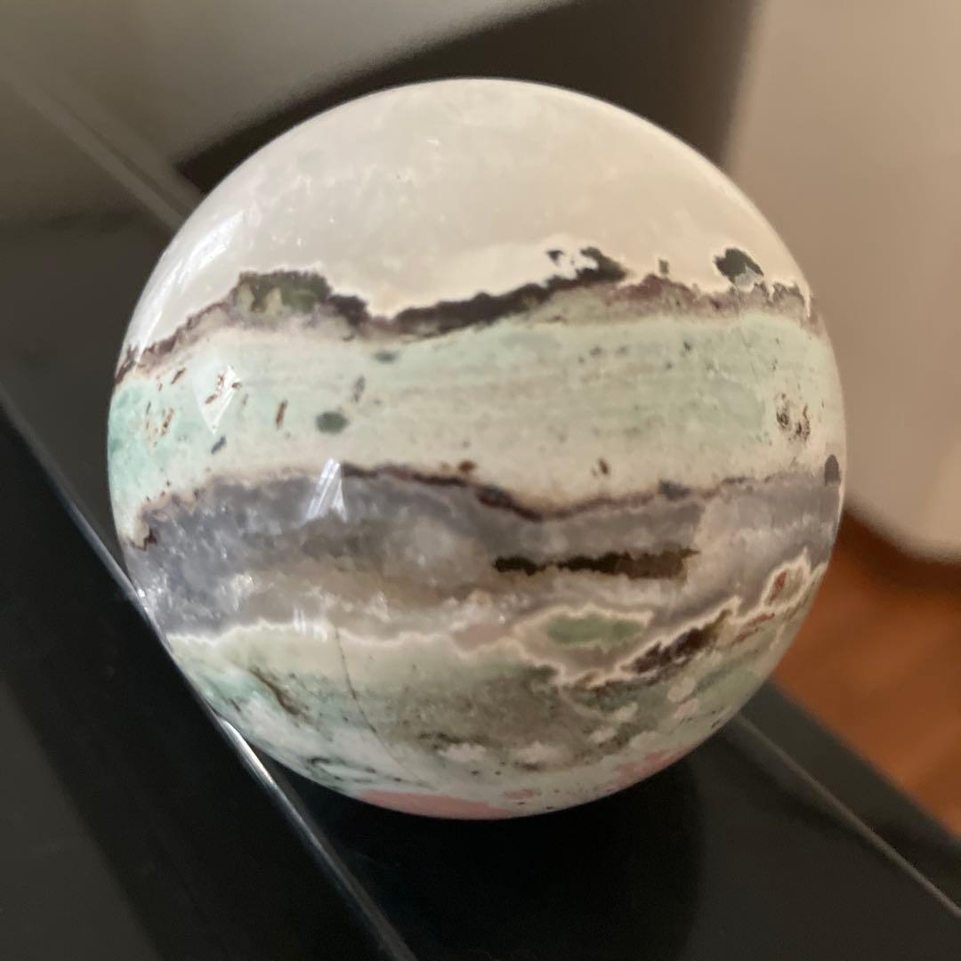 ぴぃさま専用ユニコーンジャスパーシリカ　スフィア　天然石置物　D157
