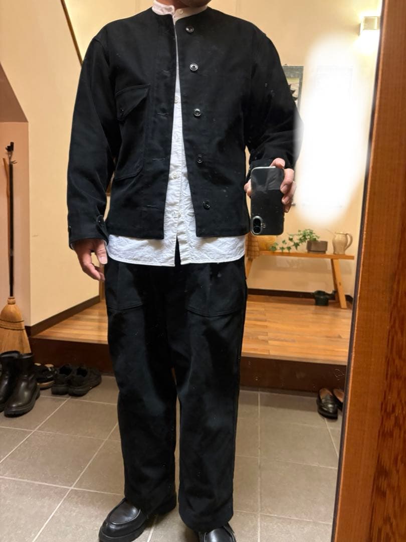 haversack モールスキンノーカラージャケット　ワイドパンツ　セットアップ