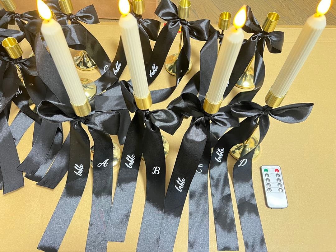 結婚式　テーブルナンバー　キャンドル　リボン　13卓分