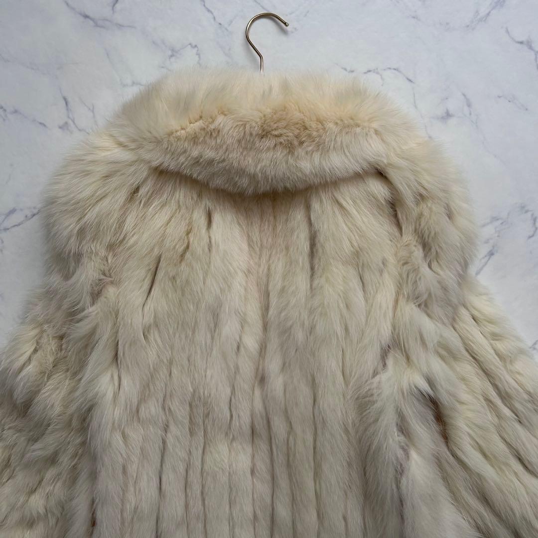 XL ボリューム感◎銀SAGA 毛皮コート フォックスファー 肉厚女優襟
