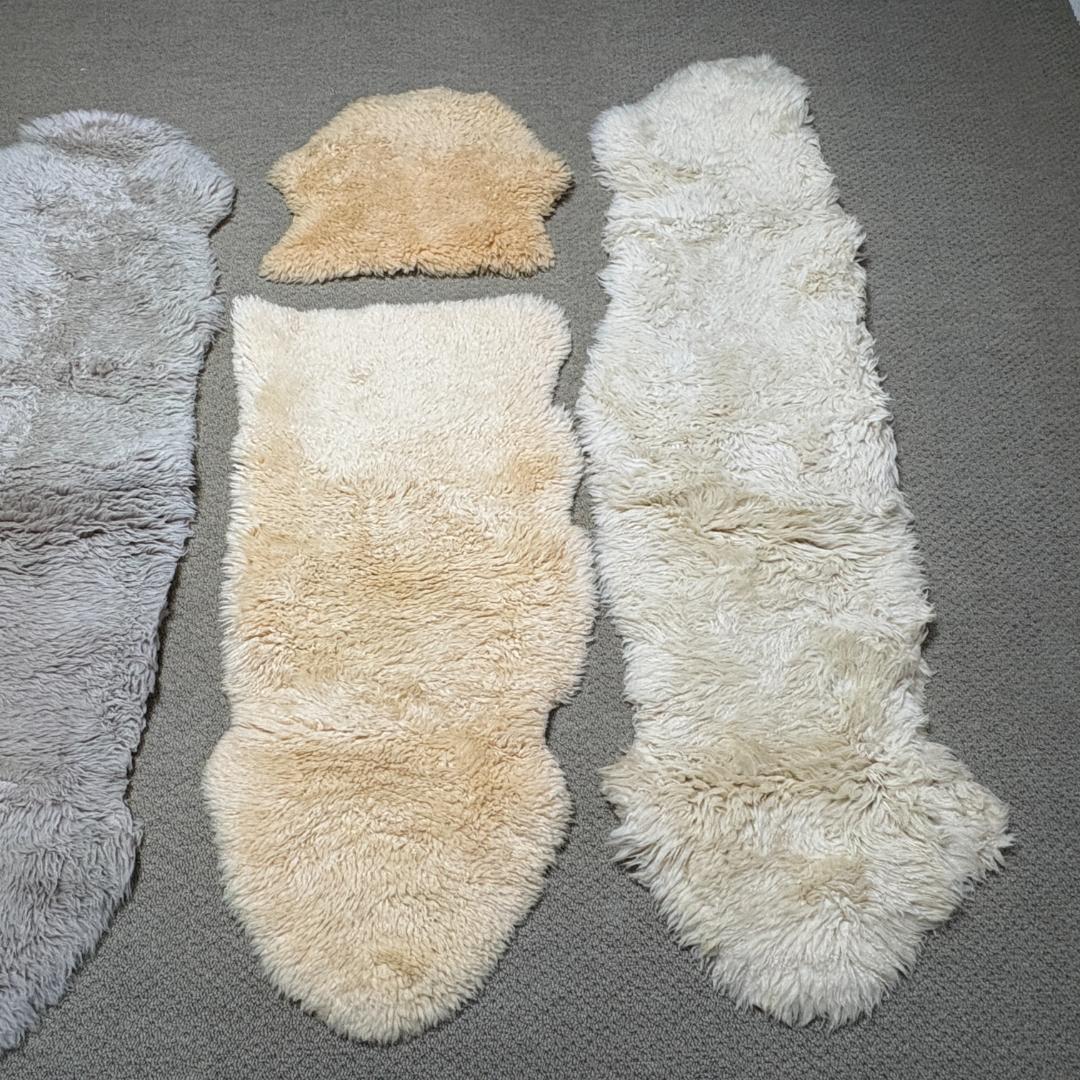 【5点セット】大判 ムートン ラグカーペット 羊毛