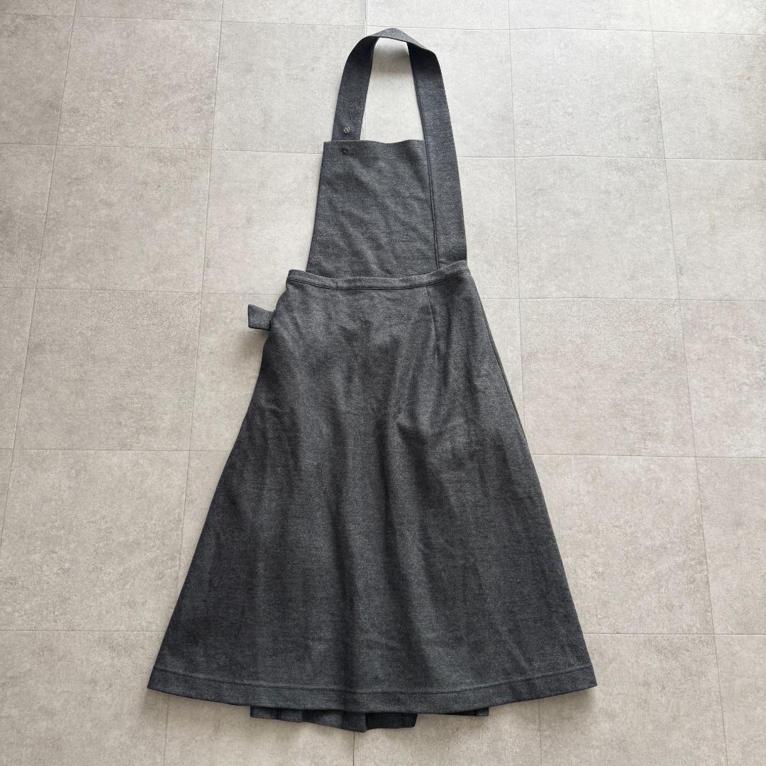 ワイズ　ロングワンピース　エプロン風　タグ付　グレー　1　プリーツ