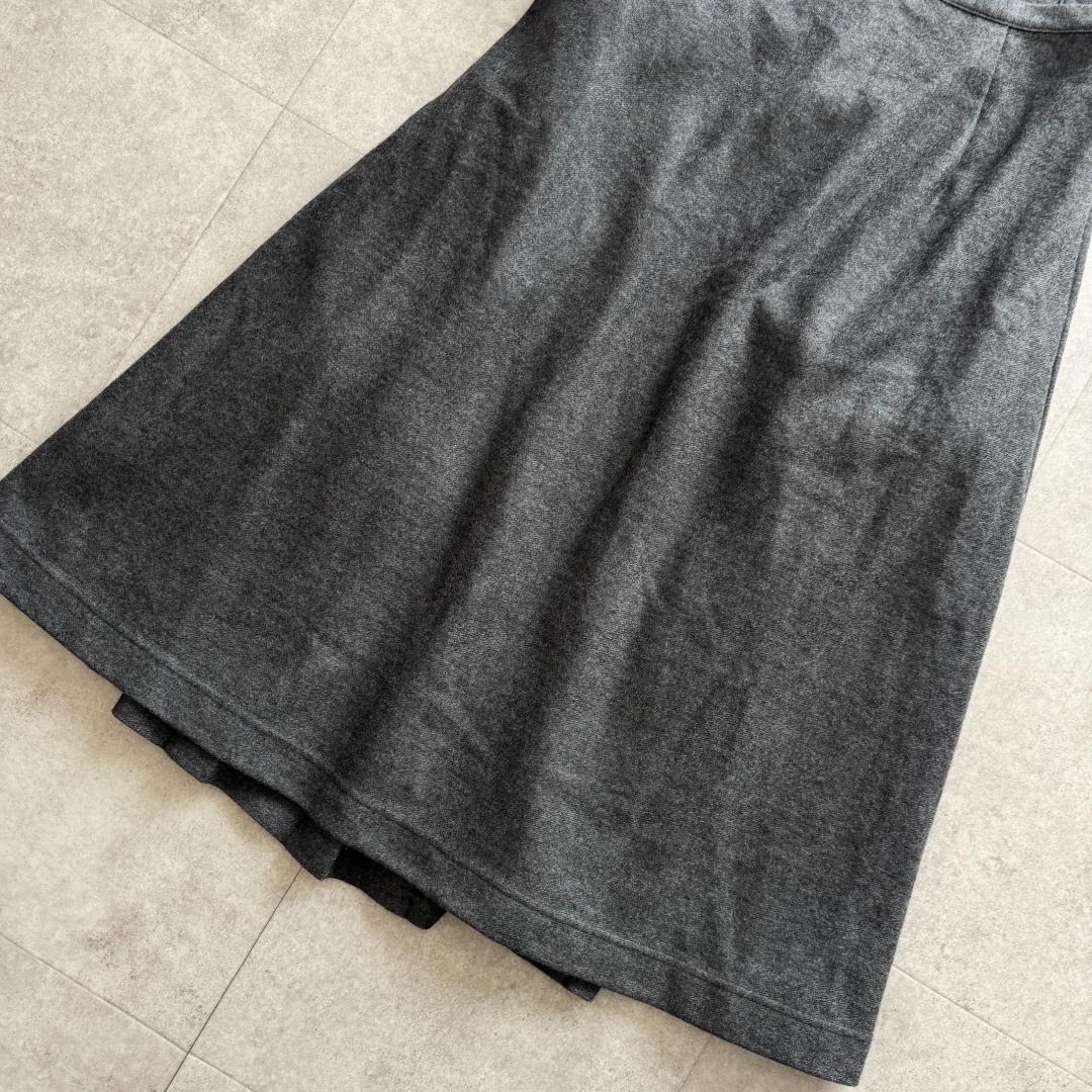 ワイズ　ロングワンピース　エプロン風　タグ付　グレー　1　プリーツ