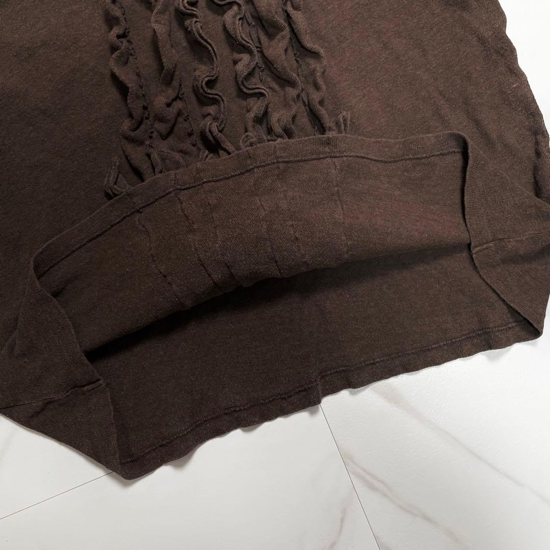 45R フォーティーファイブアール 長袖 コットン カットソー フリル ブラウン