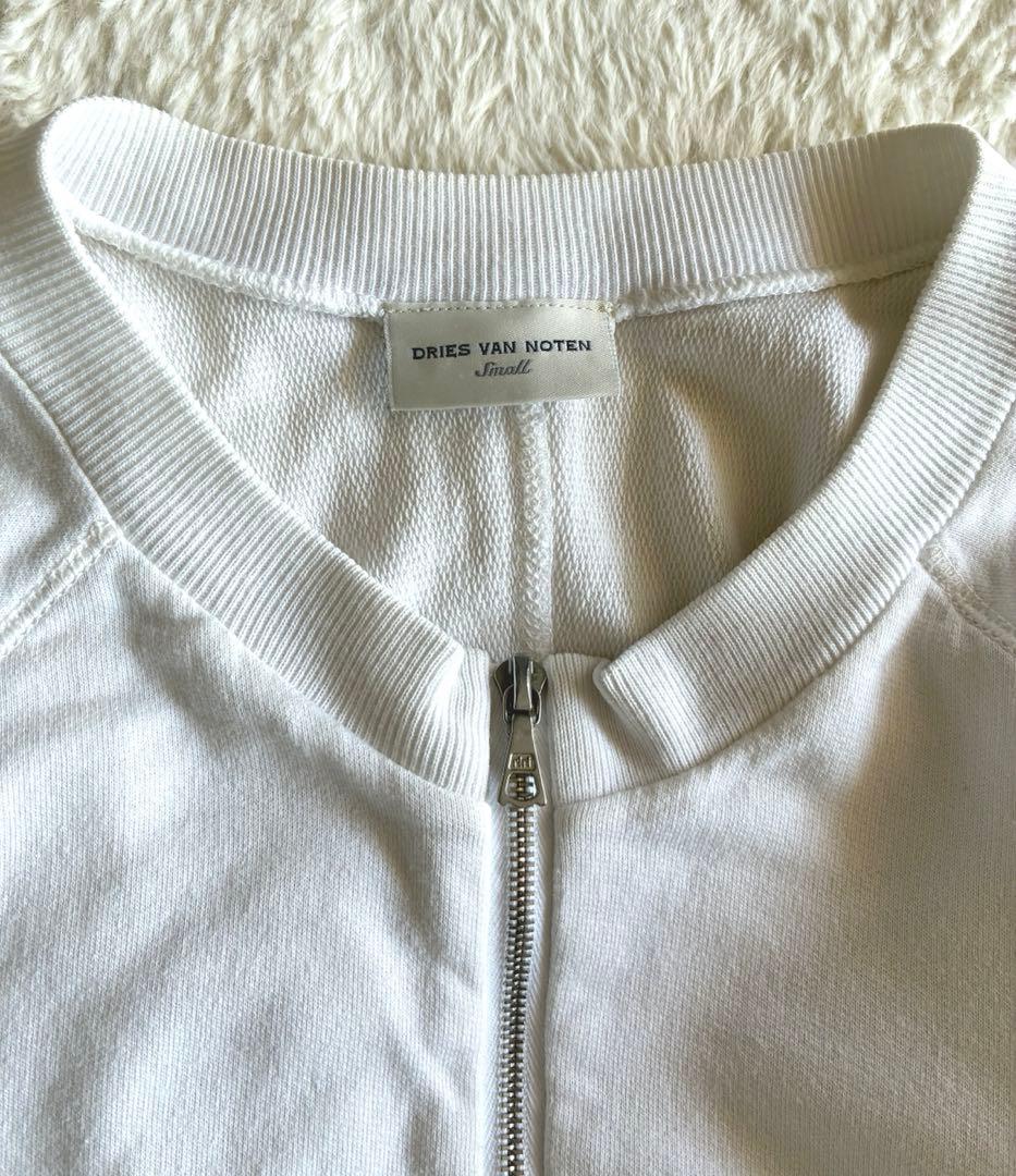 ドリスヴァンノッテン変形ラグラン トップス ririジップ パーカー Sホワイト