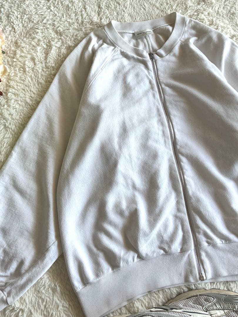 ドリスヴァンノッテン変形ラグラン トップス ririジップ パーカー Sホワイト