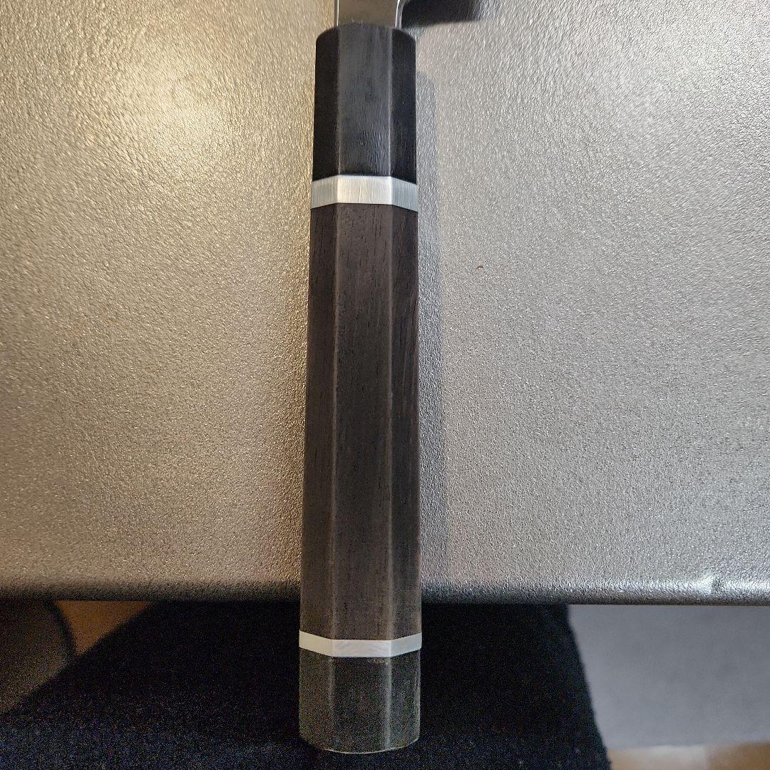 鉄拳良政　先丸柳刃包丁　本焼　尺1　V金10号　銀巻き　黒檀八画柄