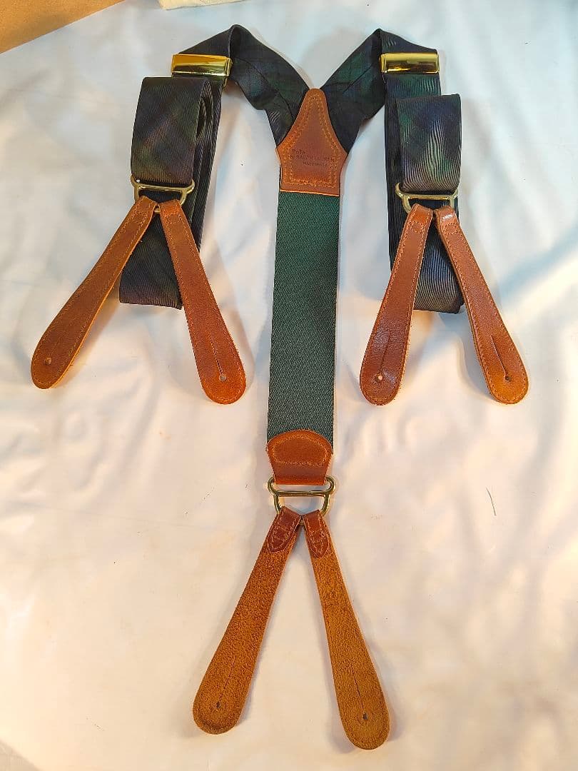 【Vintage】【希少品】USA製　PRL　高級本革サスペンダー　牛革/正規品