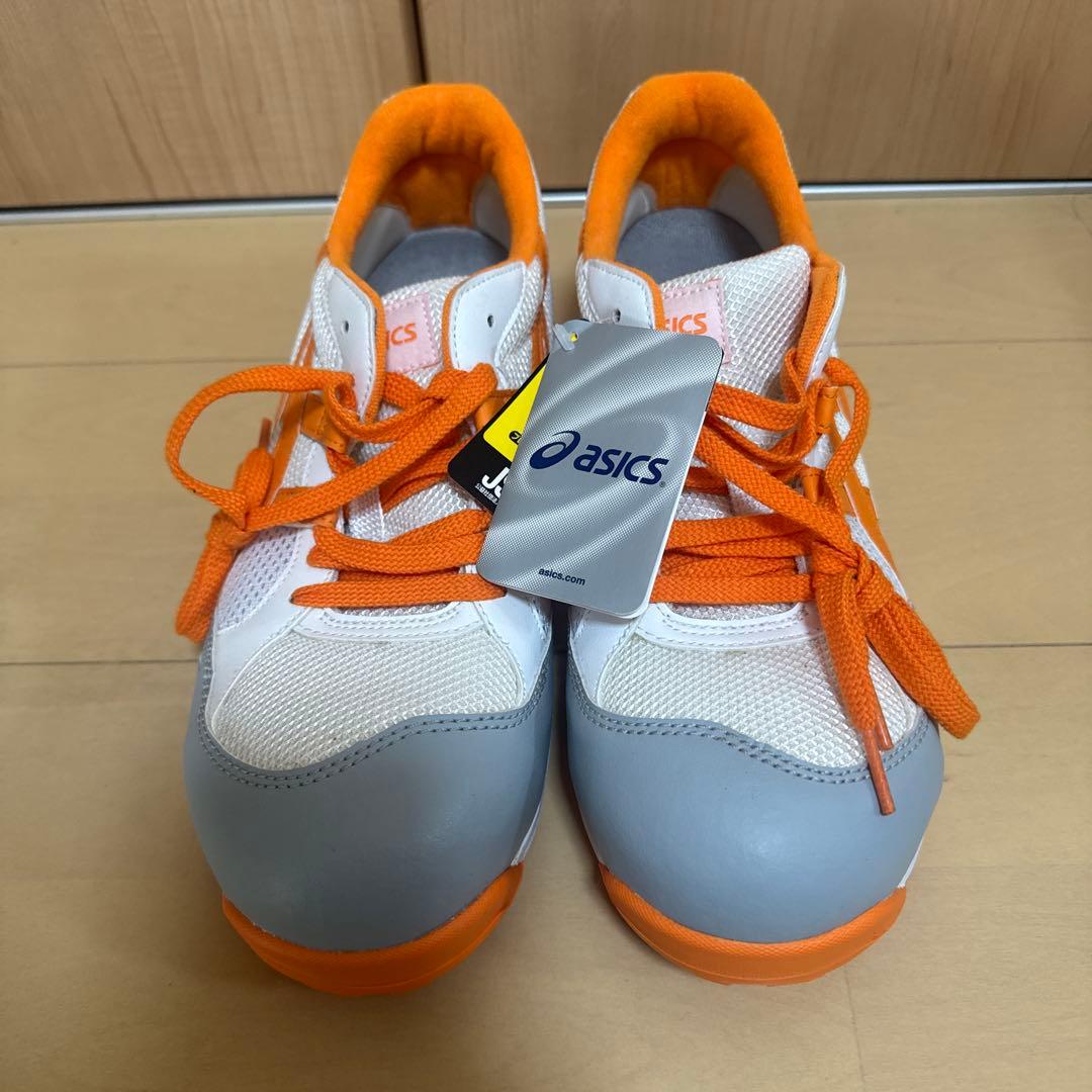 【新品】asics GELシリーズ 安全靴 ホワイト×オレンジ×グレー
