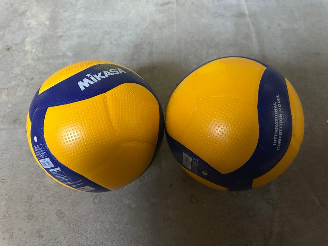 2点セット MIKASA バレー5号 国際公認球 高校試合球 黄/青V300W