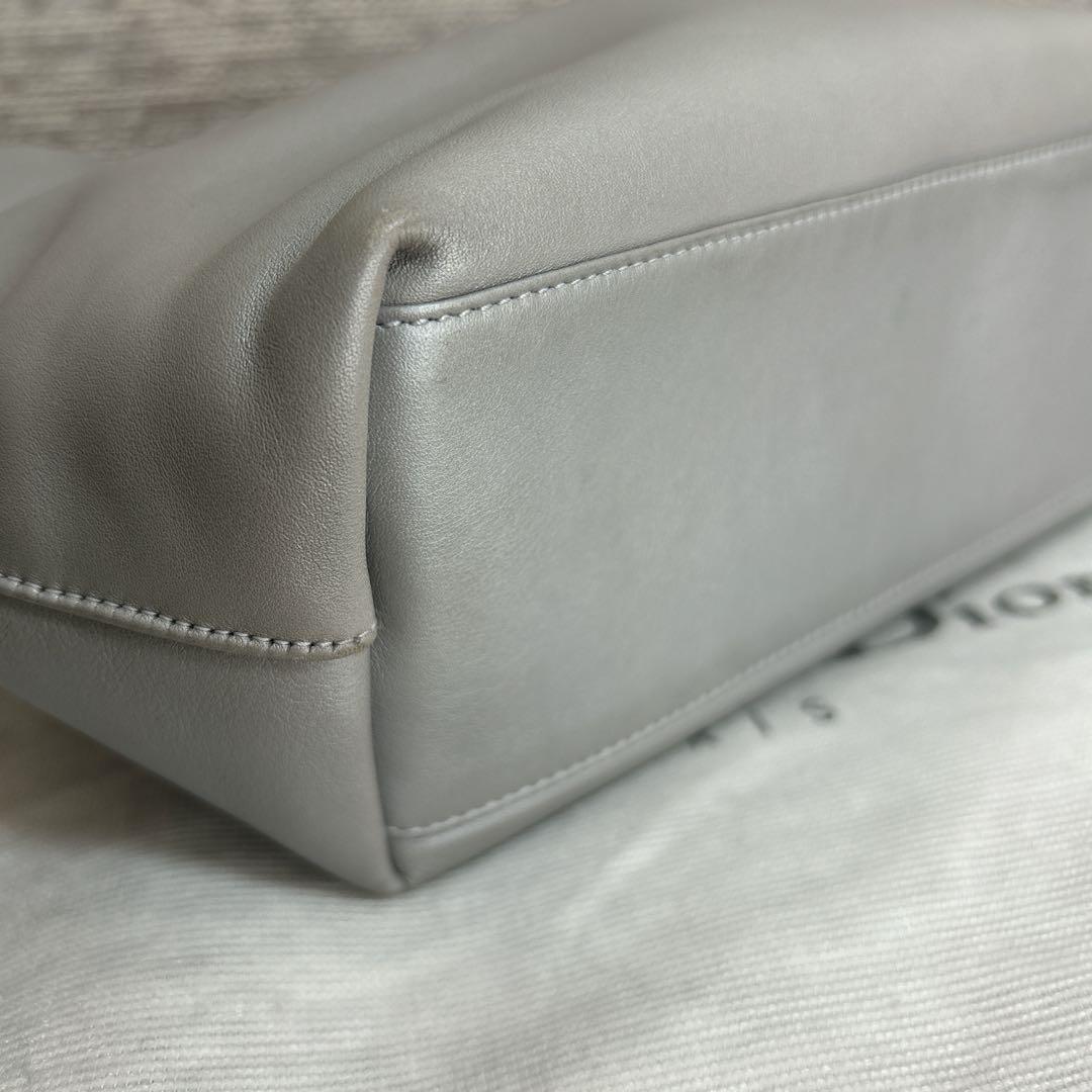 Christian Dior マリスパール ハンドバッグ レザー グレー 巾着