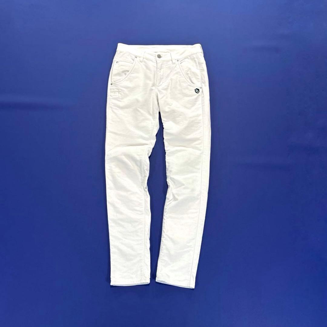 パーリーゲイツ　蓄熱　ロングパンツ　0/S ホワイト　秋冬　バックロゴ　刺繍