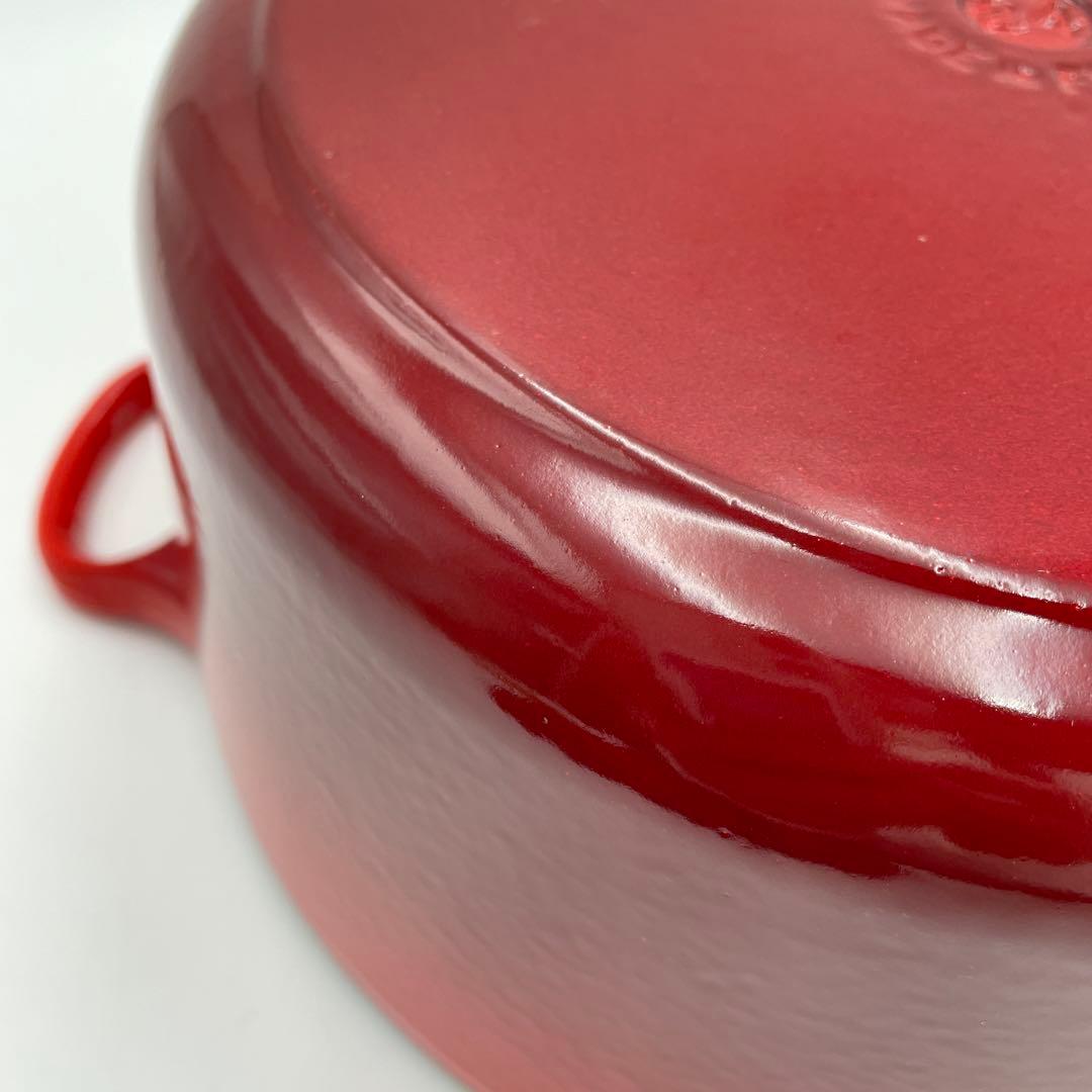 ルクルーゼ ココットロンド　24cm チェリーレッド 両手鍋