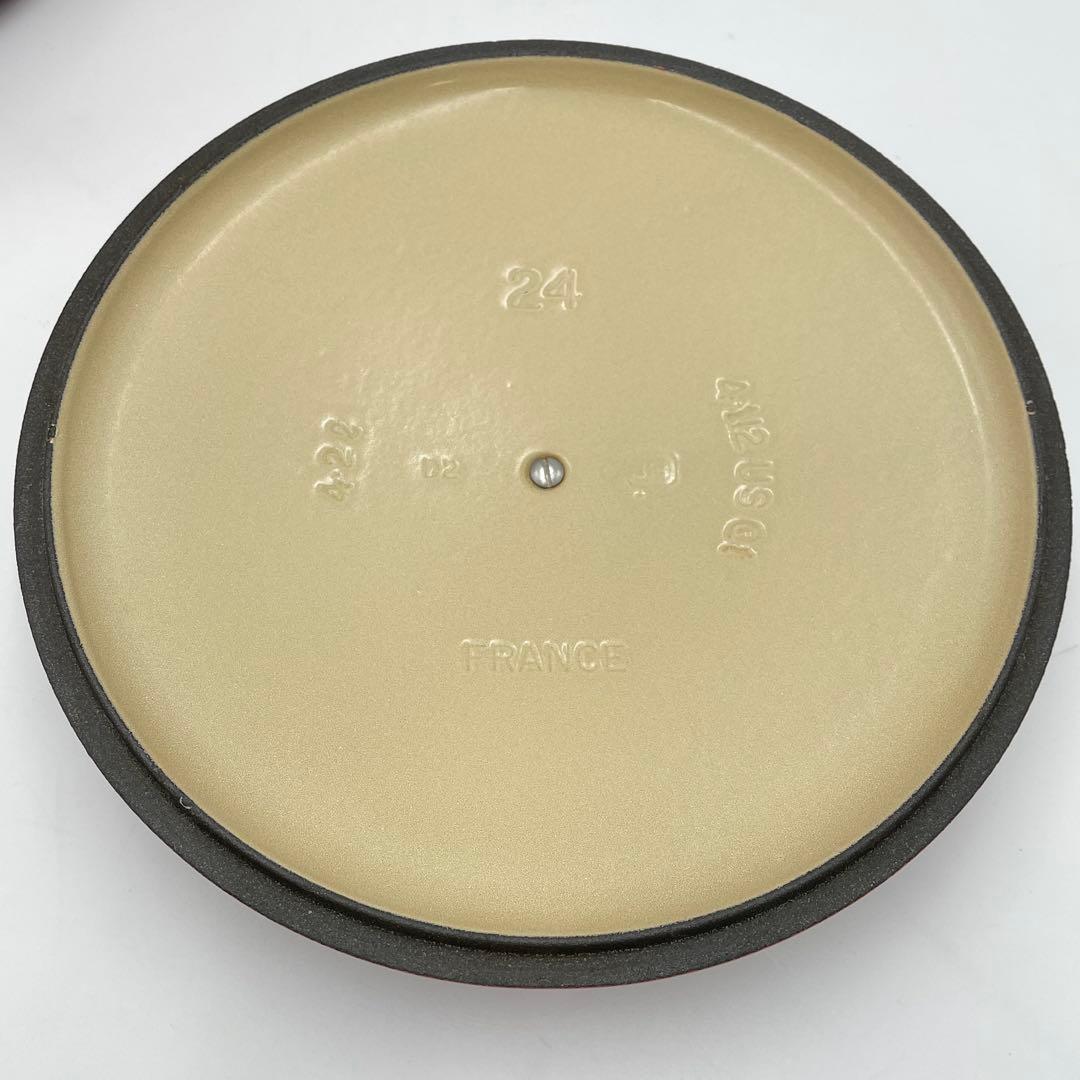 ルクルーゼ ココットロンド　24cm チェリーレッド 両手鍋