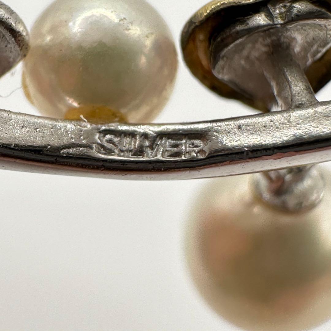 【美品】ブローチ トップK18 SILVER コンビ エンジェル 本真珠