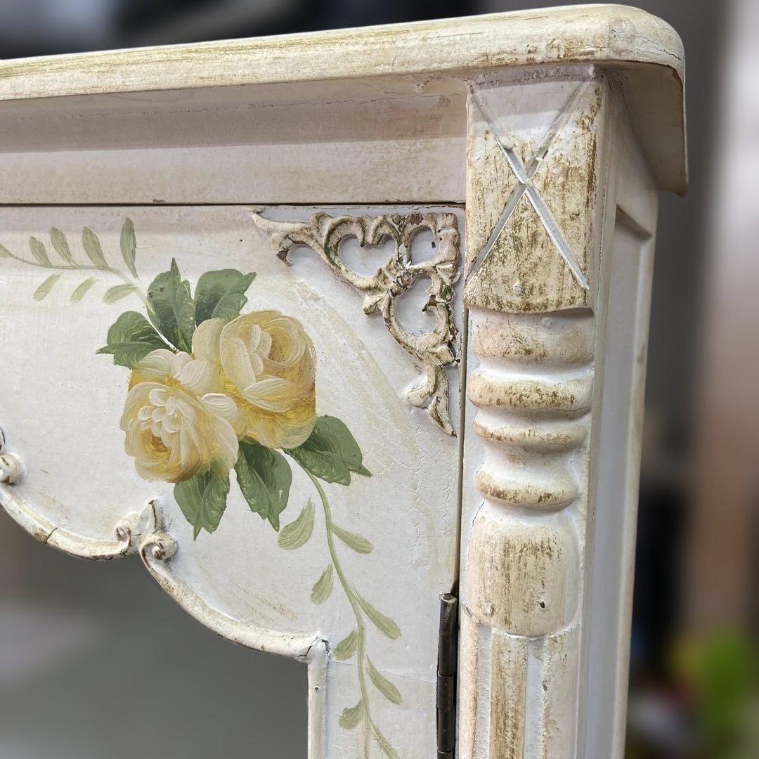 CC Lam　アンティーク　ロココ調　トールペイント　猫脚ガラスキャビネッ