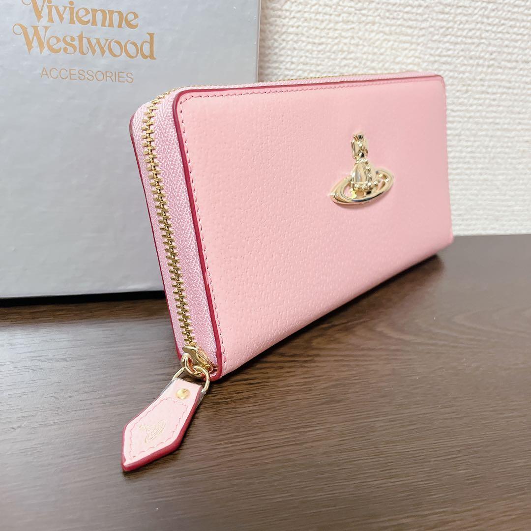 VivienneWestwood 長財布　ピンク　ゴールド　ラウンドファスナー