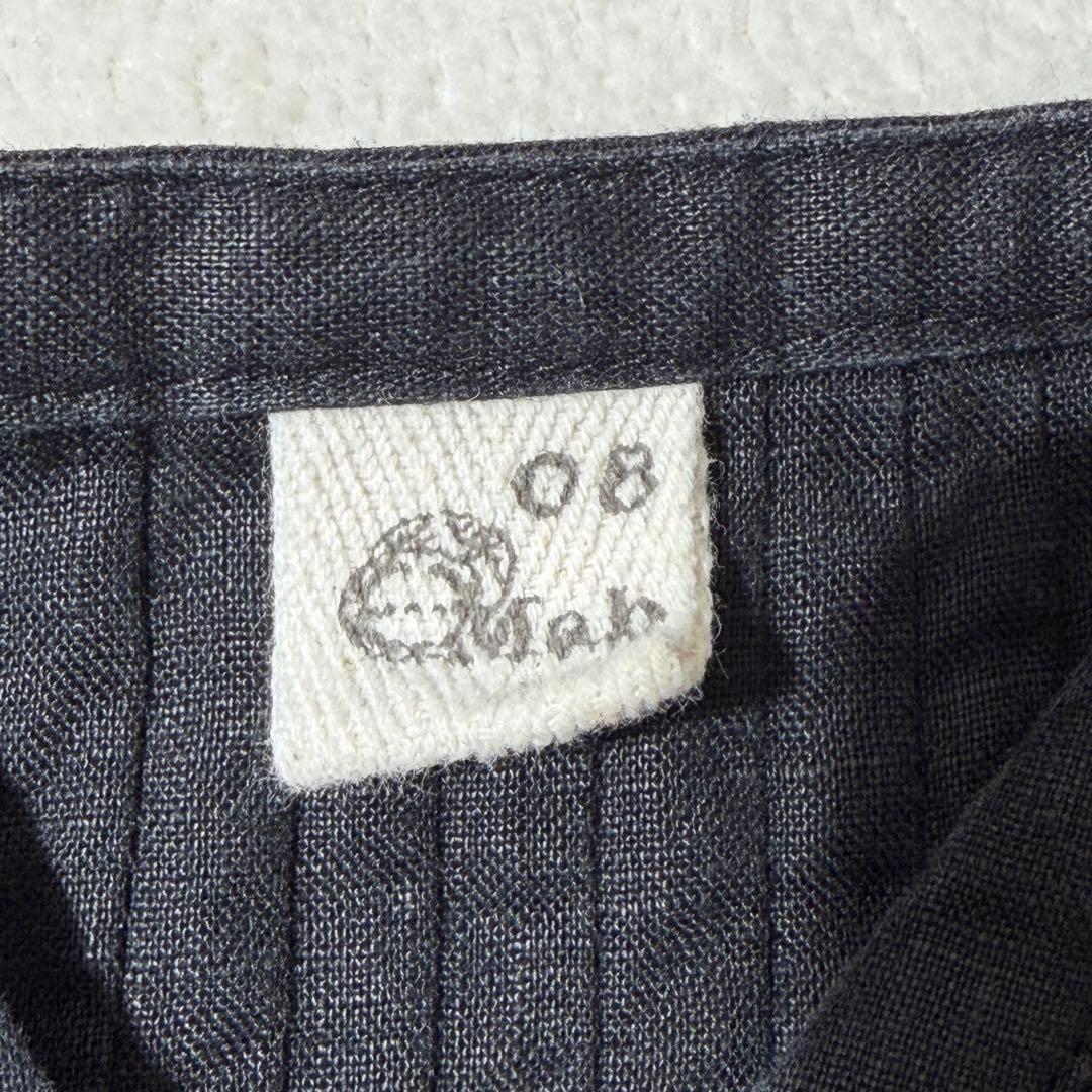 08mab ゼロハチマブ　ピンタック リネン ワンピース　ロング　麻100% 黒