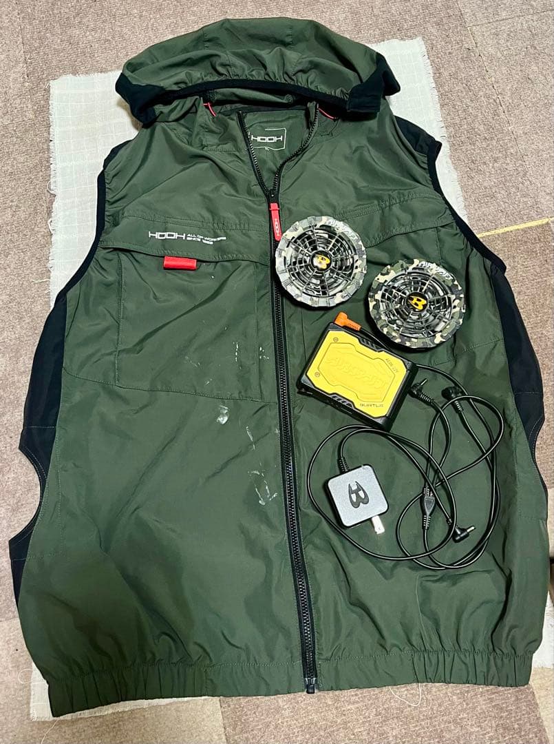 HOOH 空調服 3L オリーブグリーン　22Vバッテリー、ファンセット④