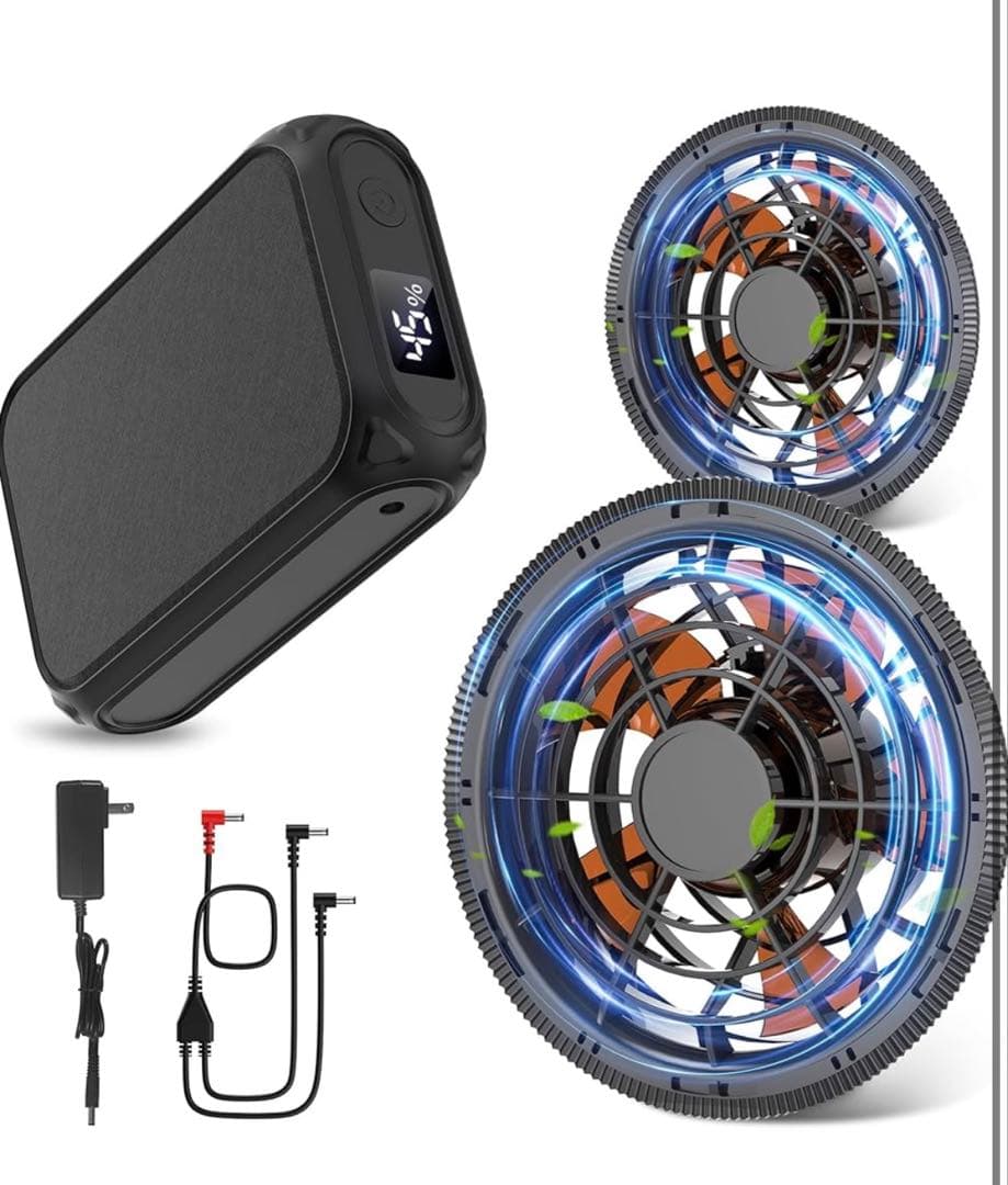 空調作業服 ファンバッテリーセット 43V超高出力 30000mAh 大容量 黒