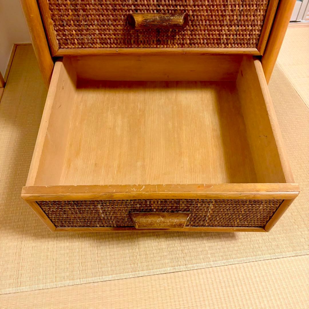 【美品】ラタンチェスト ４段 藤家具 高品質 ラタン チェスト