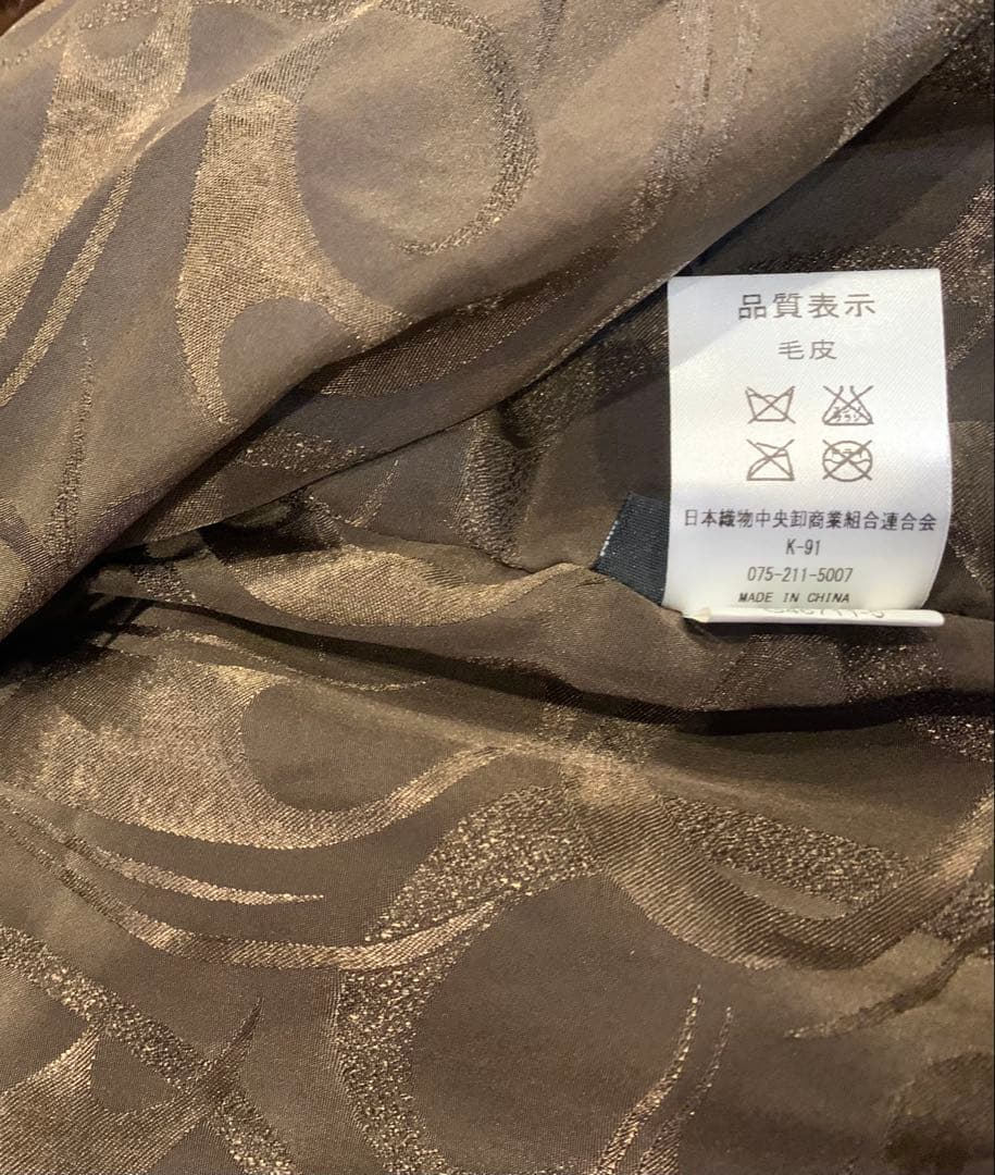 ミンク　毛皮　ショートコート　半袖 茶色　ボレロ風