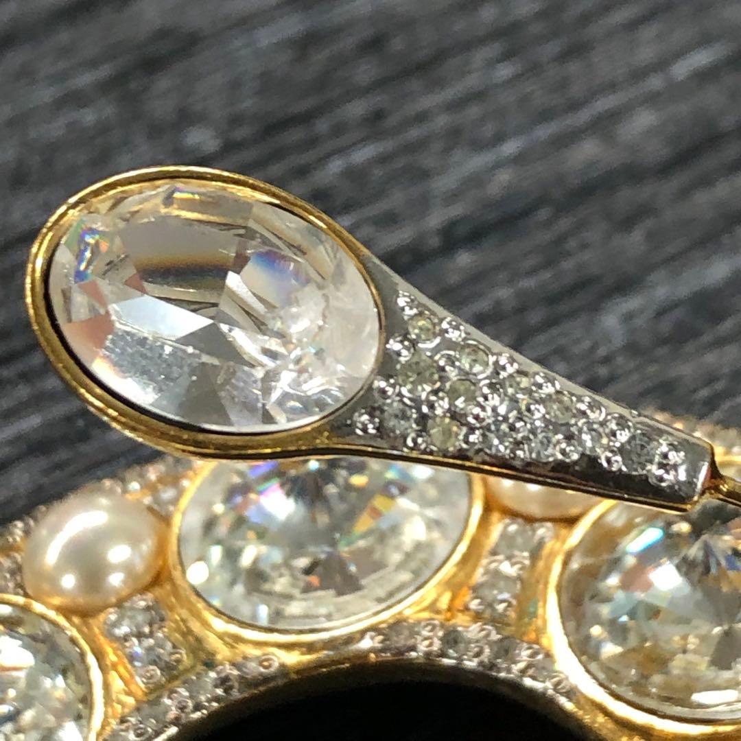 希少 VALENTINO バレンチノ 特大 ラインストーン パール ブローチ