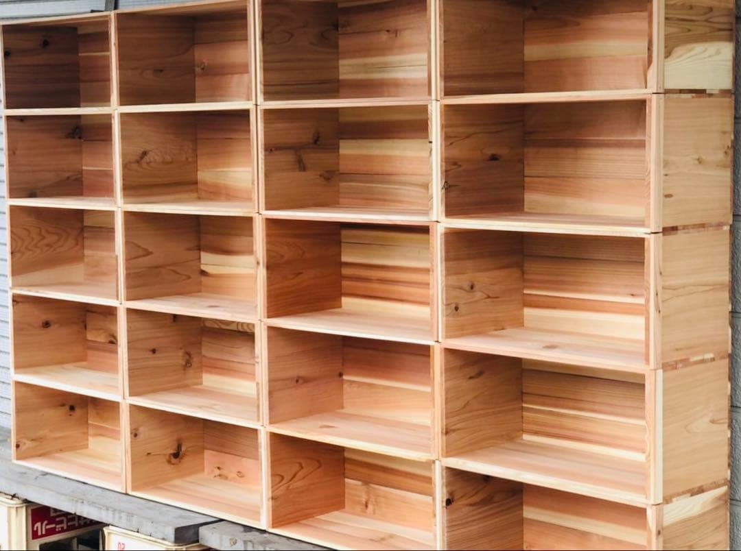 新品 りんご箱 6箱 // 木箱 本棚 収納 陳列 ケース まとめ売り 什器