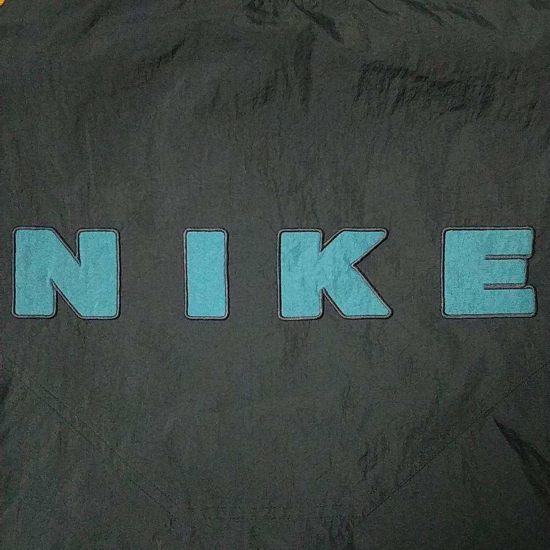 人気デザイン☆90s ナイキ 刺繍ビッグロゴ ハーフジップ ナイロンジャケット