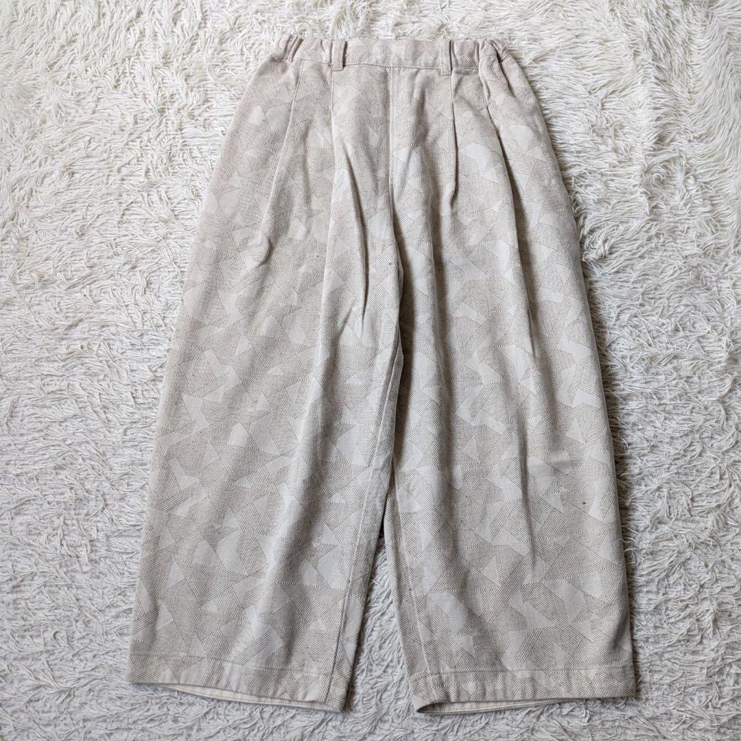 tumugu:/ツムグ　幾何学柄ジャガードパンツ　キナリ　播州織　Free