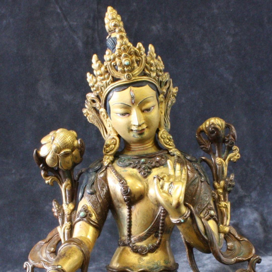 白多羅菩薩像（ホワイトターラ) 銅製鍍金仕上げ