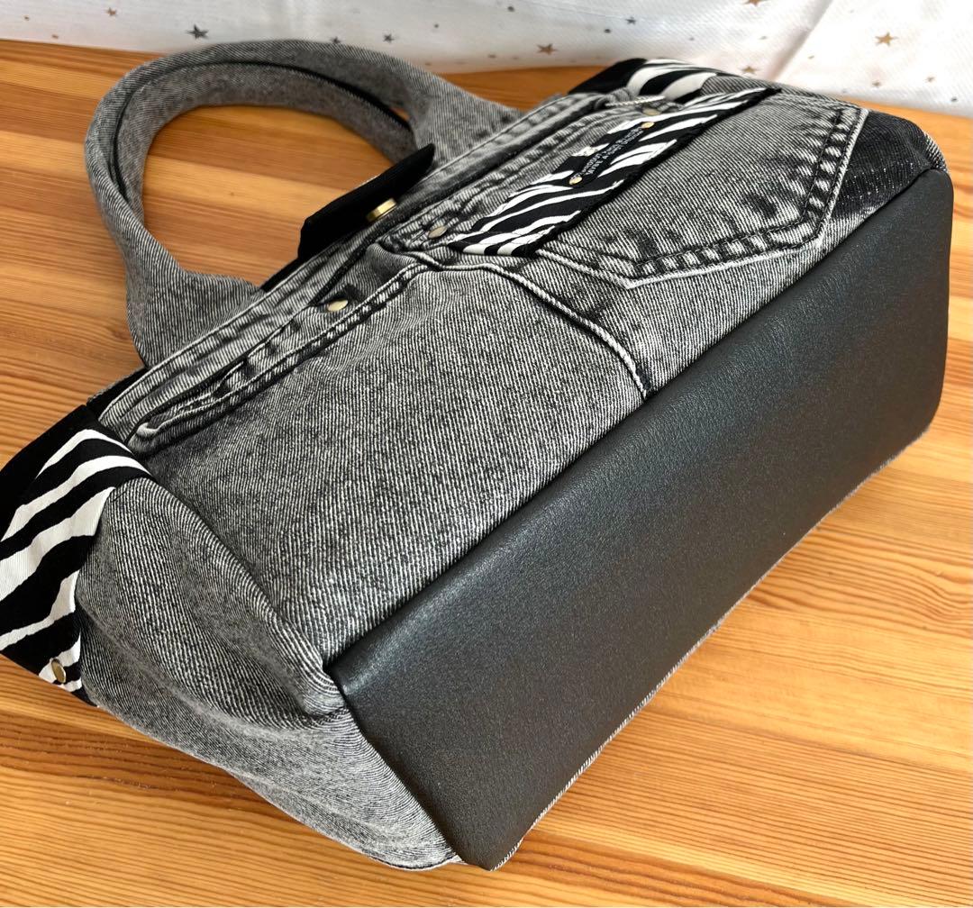 グレーデニムリメイクバッグ（L）No.799☆ハンドバッグ　マザーズバッグ