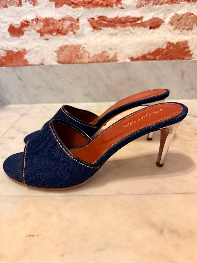 sergio rossi デニムブルー サンダル　38.5