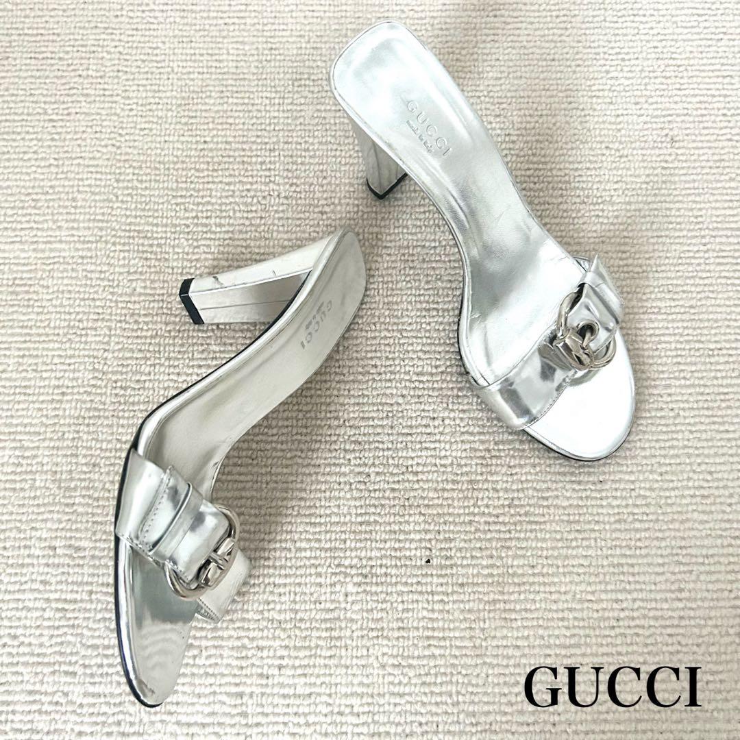 GUCCI グッチ サンダル シルバー 24cm