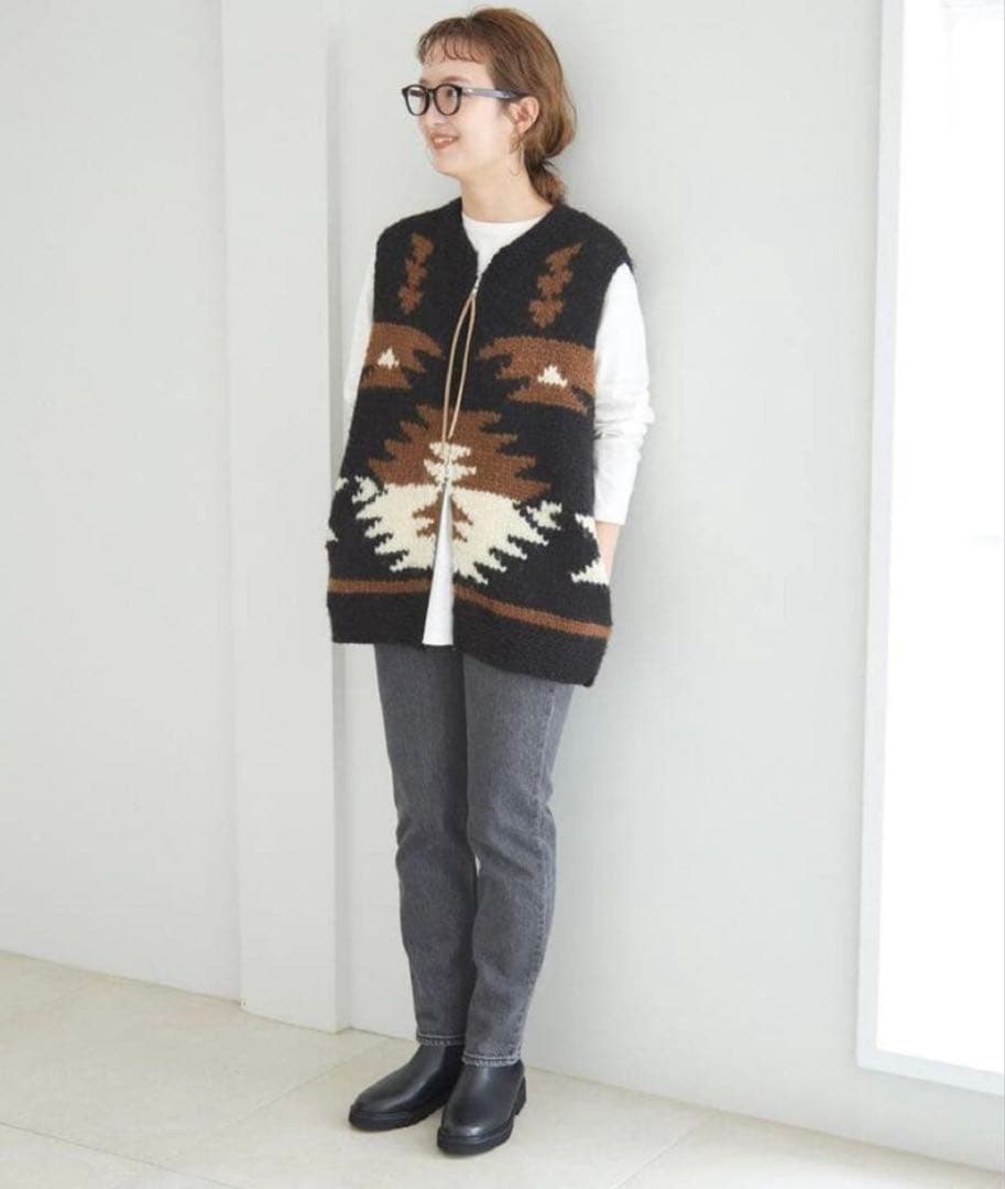 ADAWAS 幾何学模様 ニットベスト