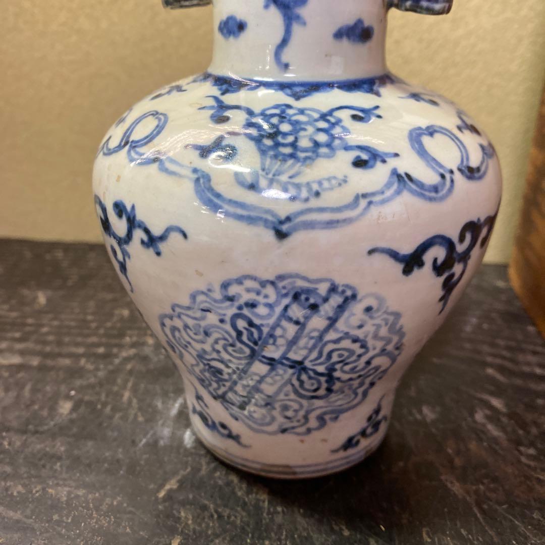 専用　中国古玩　耳付花瓶　17cm9cm