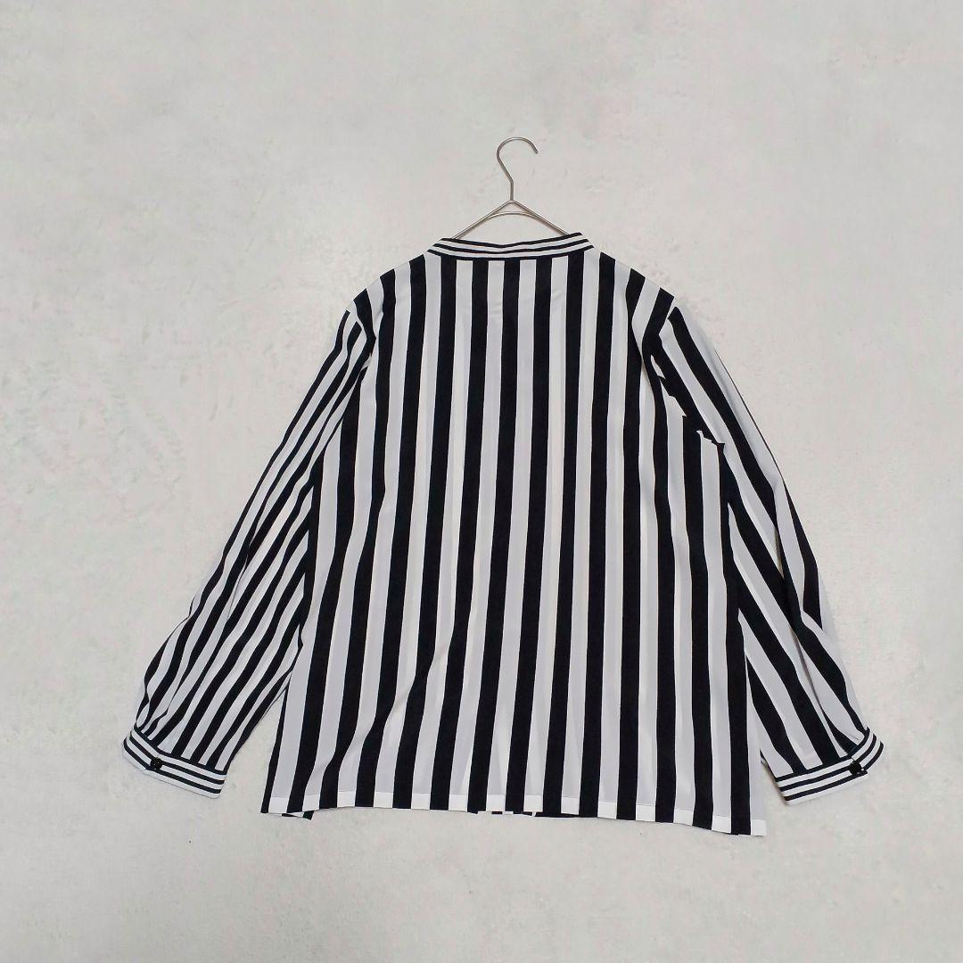LIMI feu　リミフゥ　ストライプ　ドレスシャツ　フロントデザイン　S　黒白