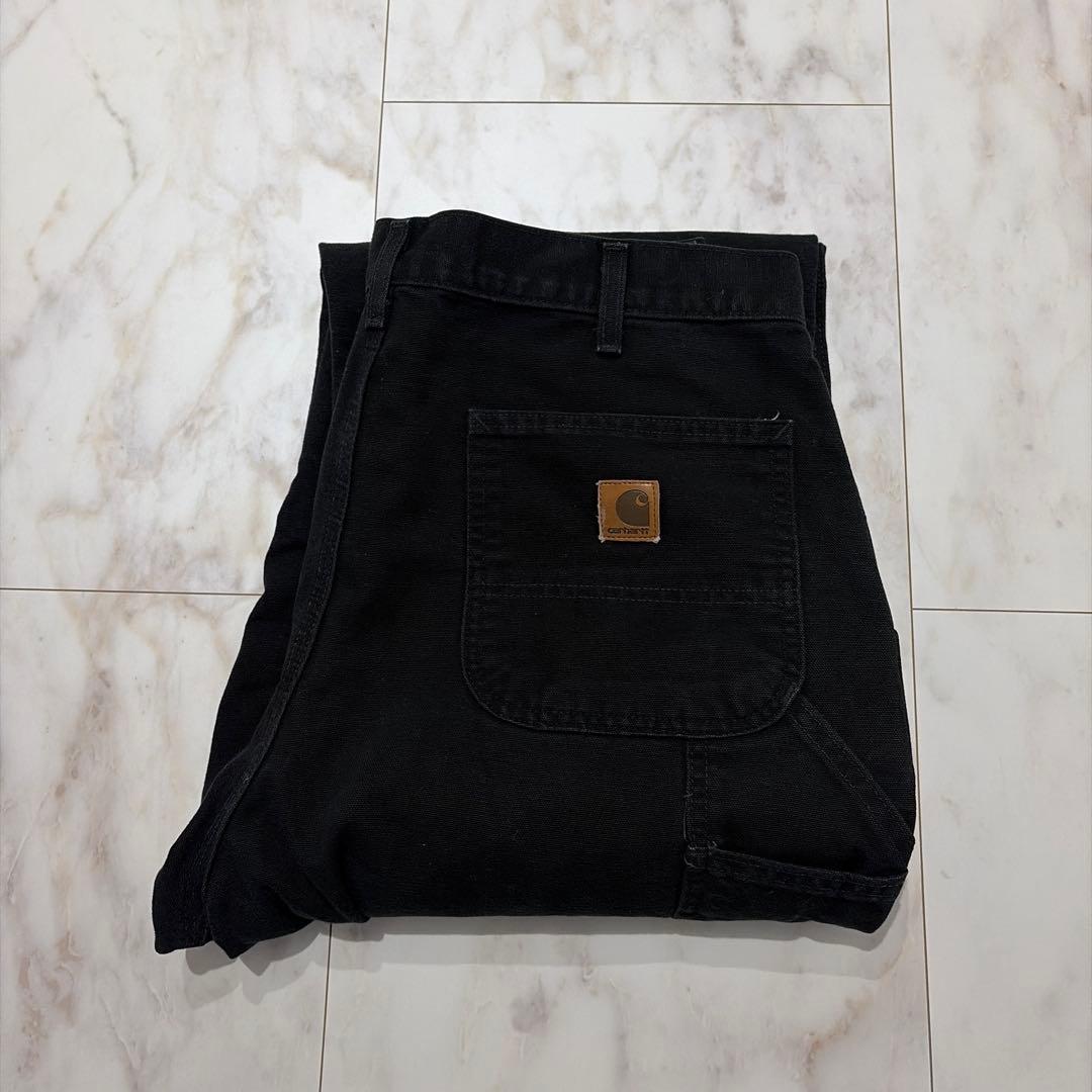 カーハート　ダック　ペインターパンツ　古着　ブラック　W36L32