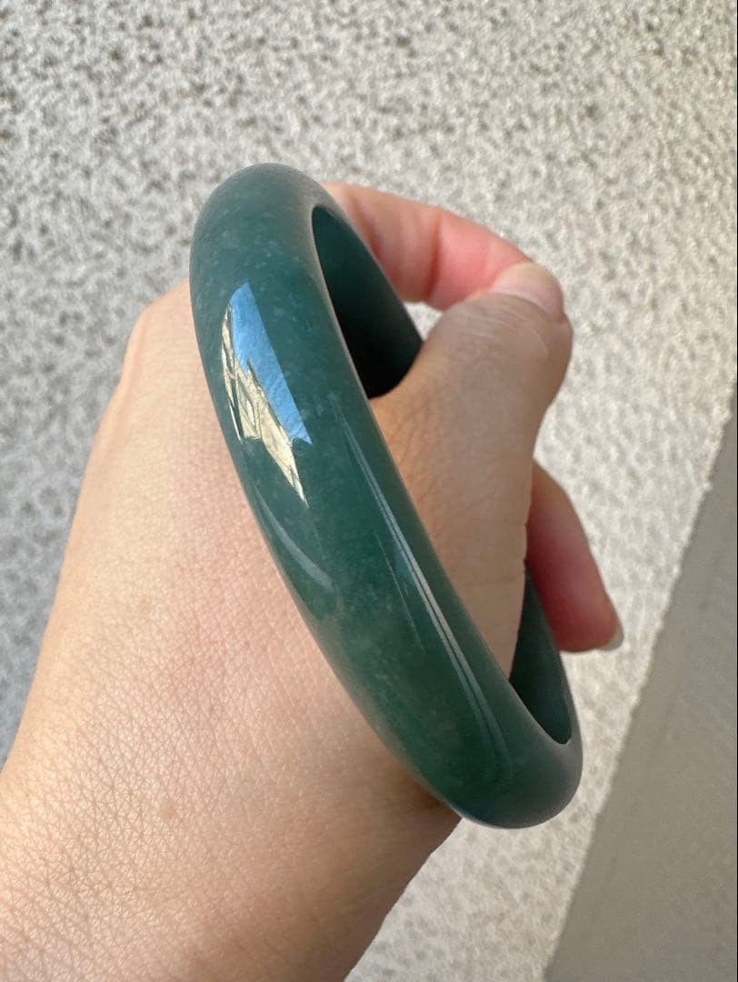 Ａランク翡翠 ヒスイバングル 藍水翡翠　鑑定書付き