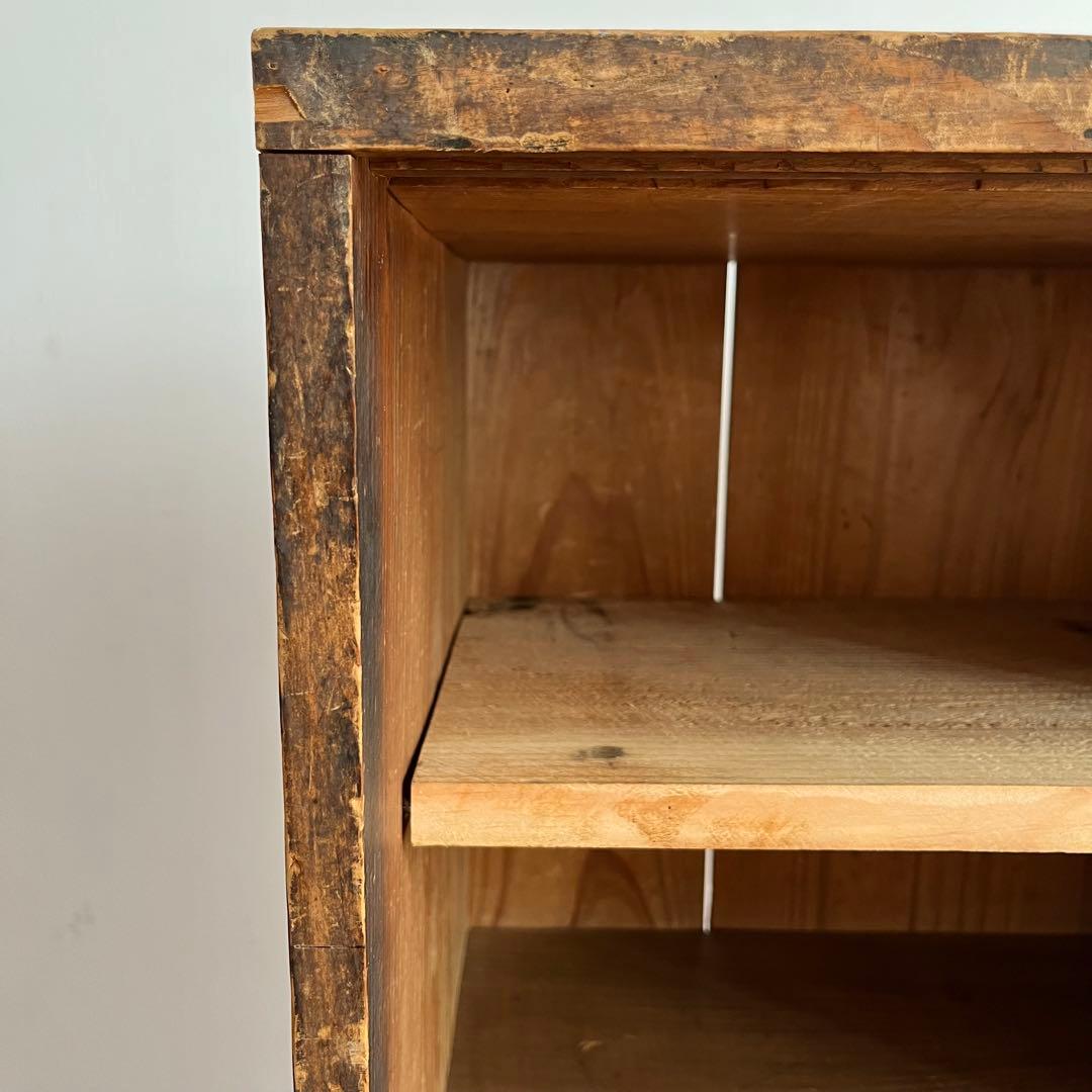 アンティーク 仕切り棚 チェスト 食器棚 書類棚 無垢材 無塗装 z842