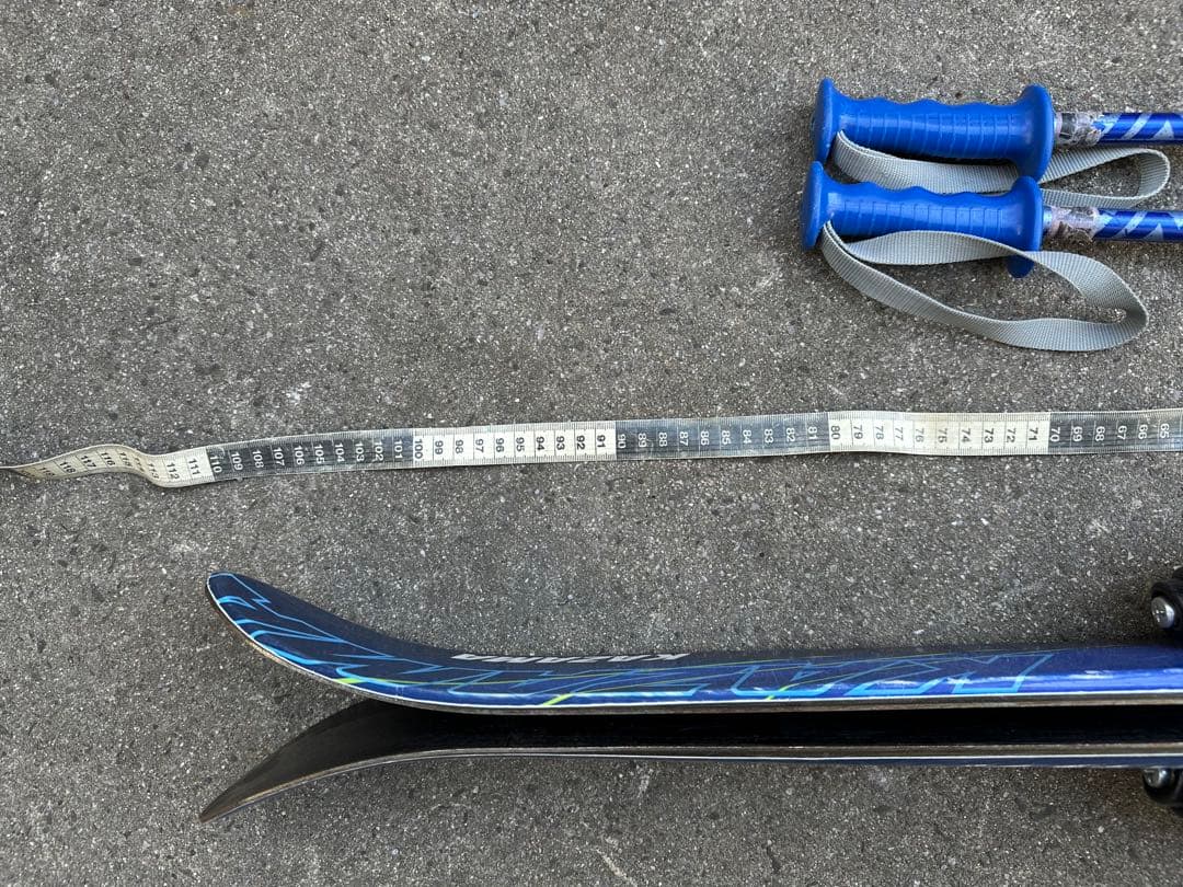 KAZAMA スキー板 青 ストック付き