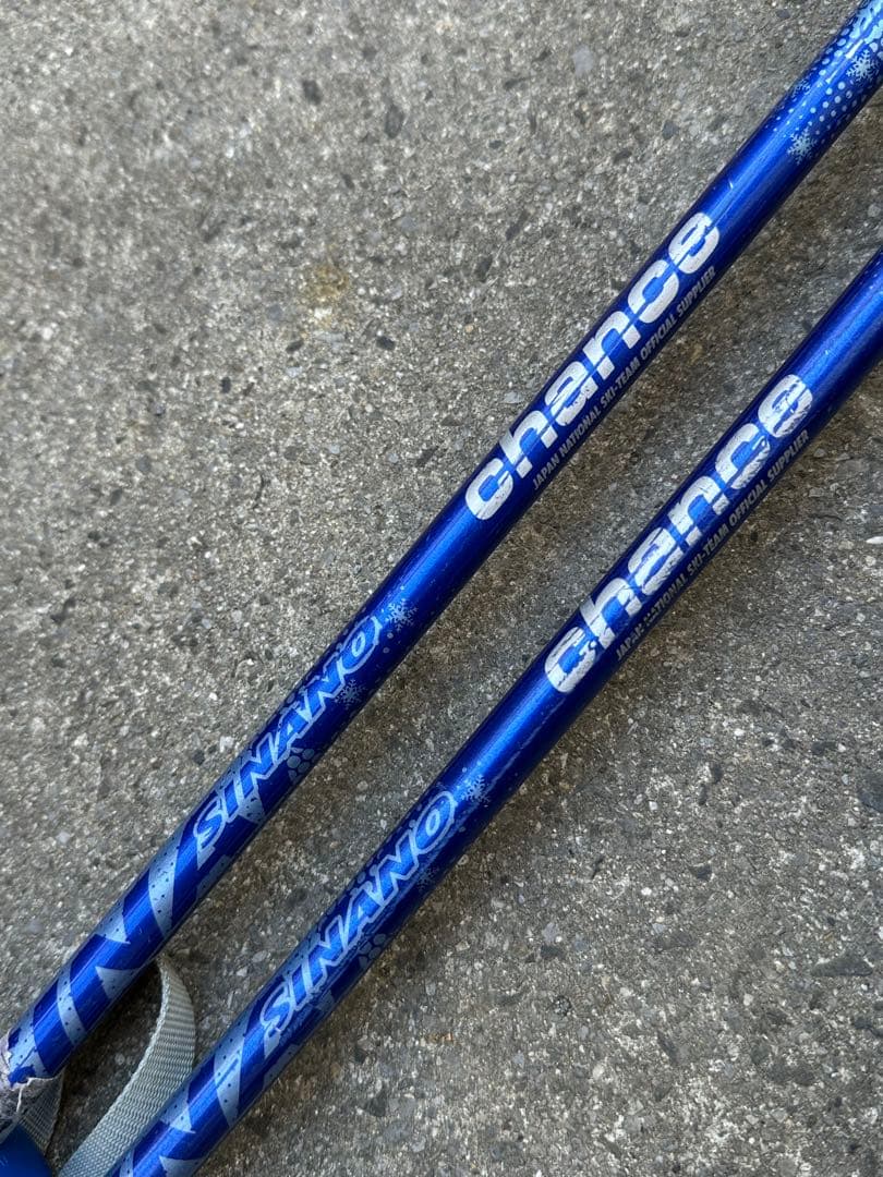 KAZAMA スキー板 青 ストック付き