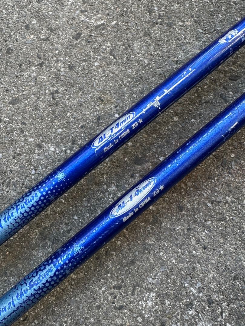 KAZAMA スキー板 青 ストック付き