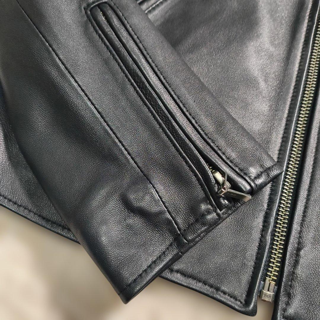 【美品】アーバンリサーチ　リアルレザーノーカラージャケット　羊革　サイズ38