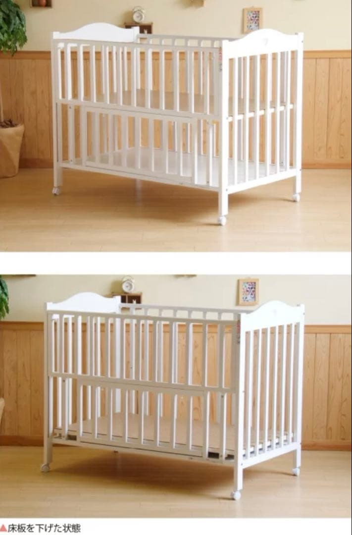 ベビーベッド NEWプロヴァンス キャスター付き 木製 国産 木製ベビーベッド